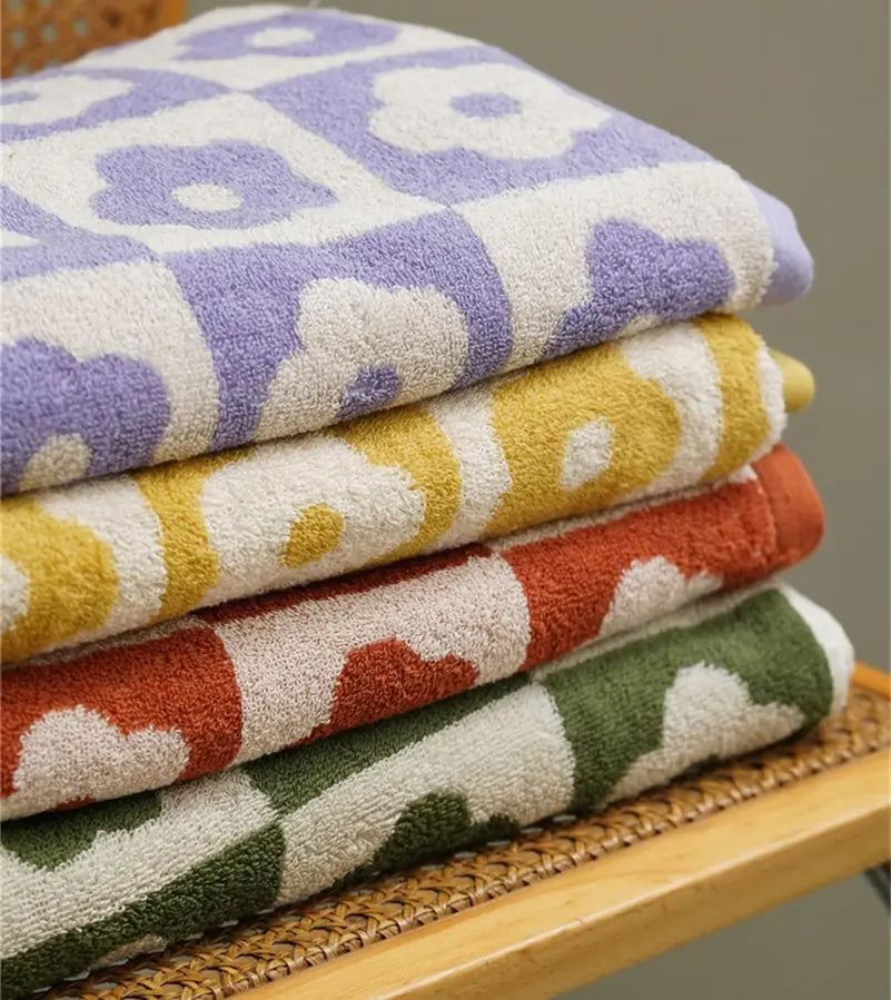 Flower Power Retro Bathroom Towels